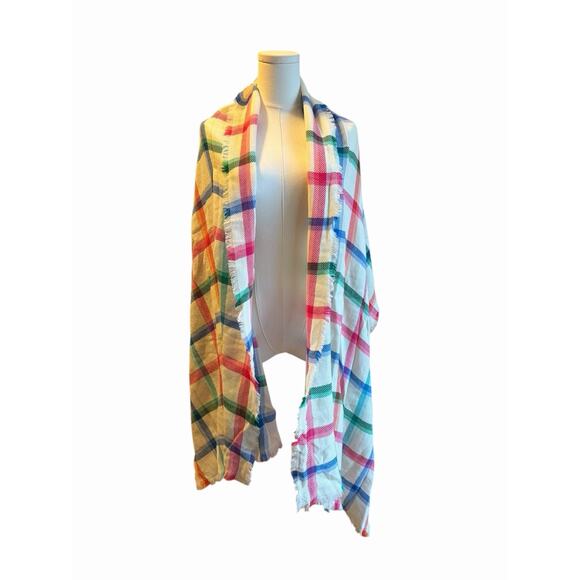 NWT Talbots Wool Scarf Wrap Womens Preppy Plaid Lightweight Oversized 28x80 - Picture 4 of 8